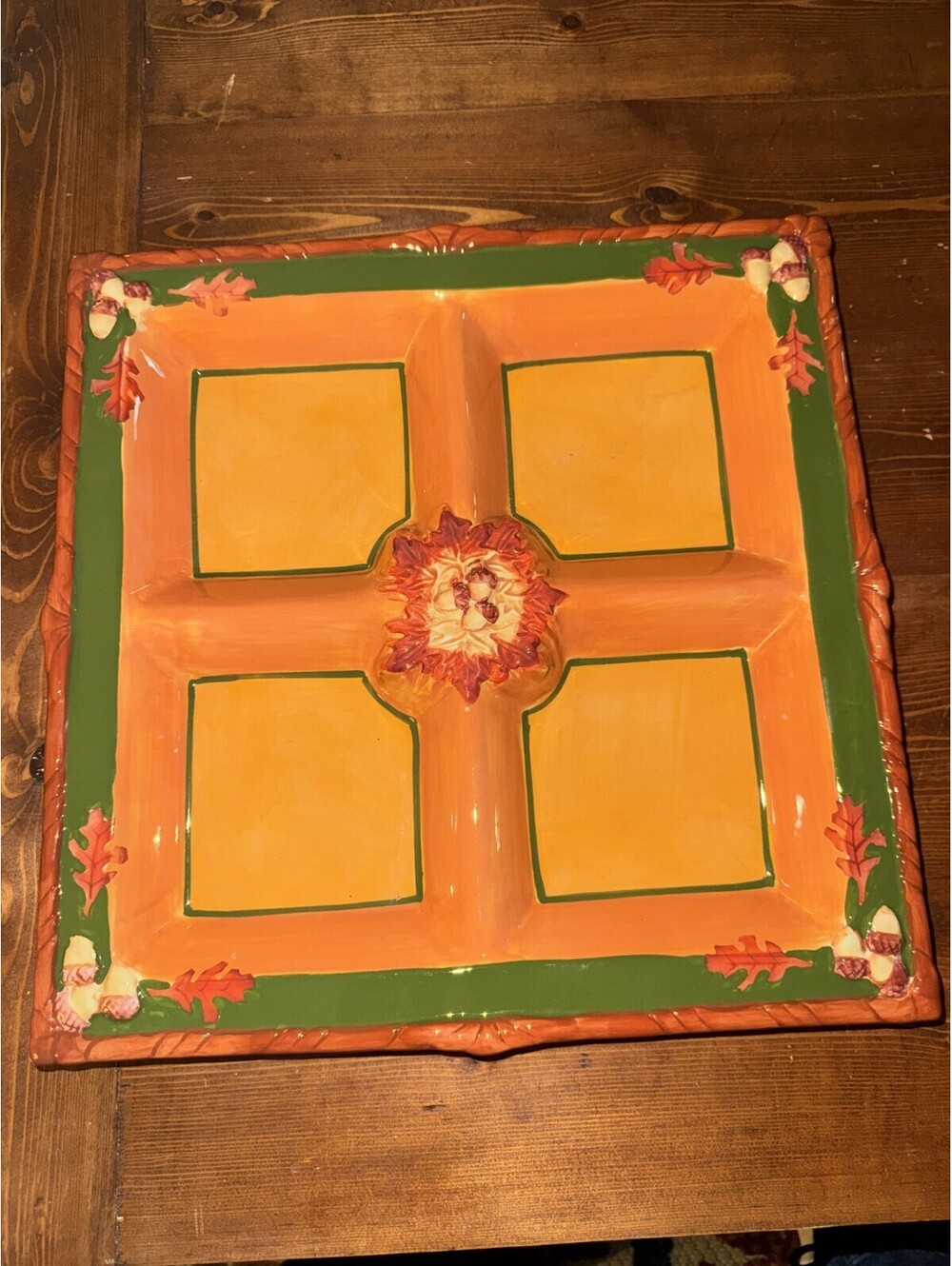 RARE, Bella Casa by GANZ Ceramic Fall Autumn Four Compartment Serving Platter
